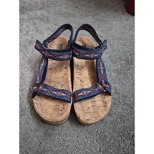 BORN Sirena Sandals – Size 8M – Navy/Orange – Cork Footbed
